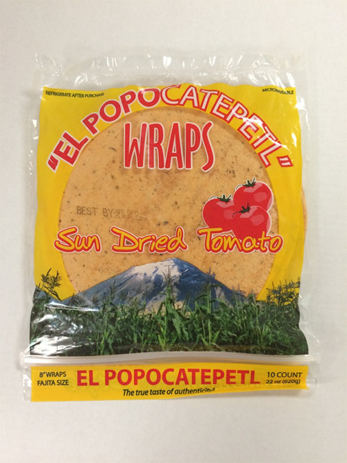 Urgent: El Popocatepetl Ind., Inc. issues an allergy alert on Undeclared Milk and Yellow #5 in 8 in. Sundried Tomato, Spinach Pesto, and Chipotle Wraps